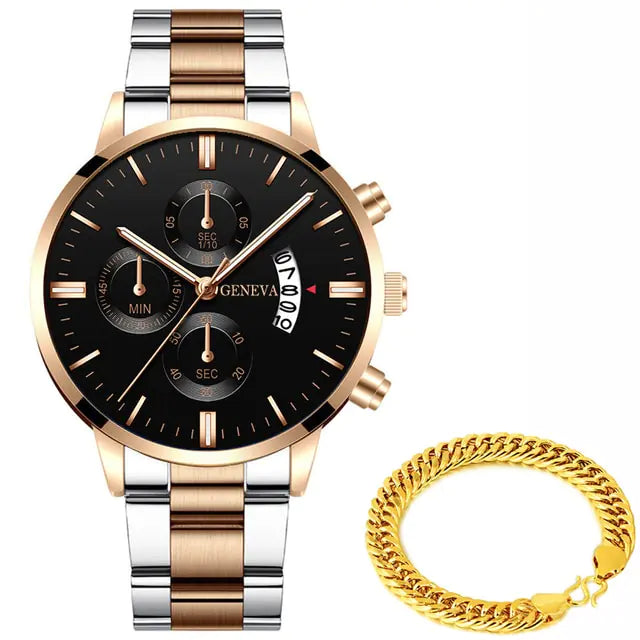 Luxe Heren Horloge Geneva - Met Of Zonder Armband