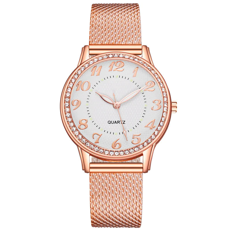 Stralende Diamanten Mesh Horloge - Voor Vrouwen