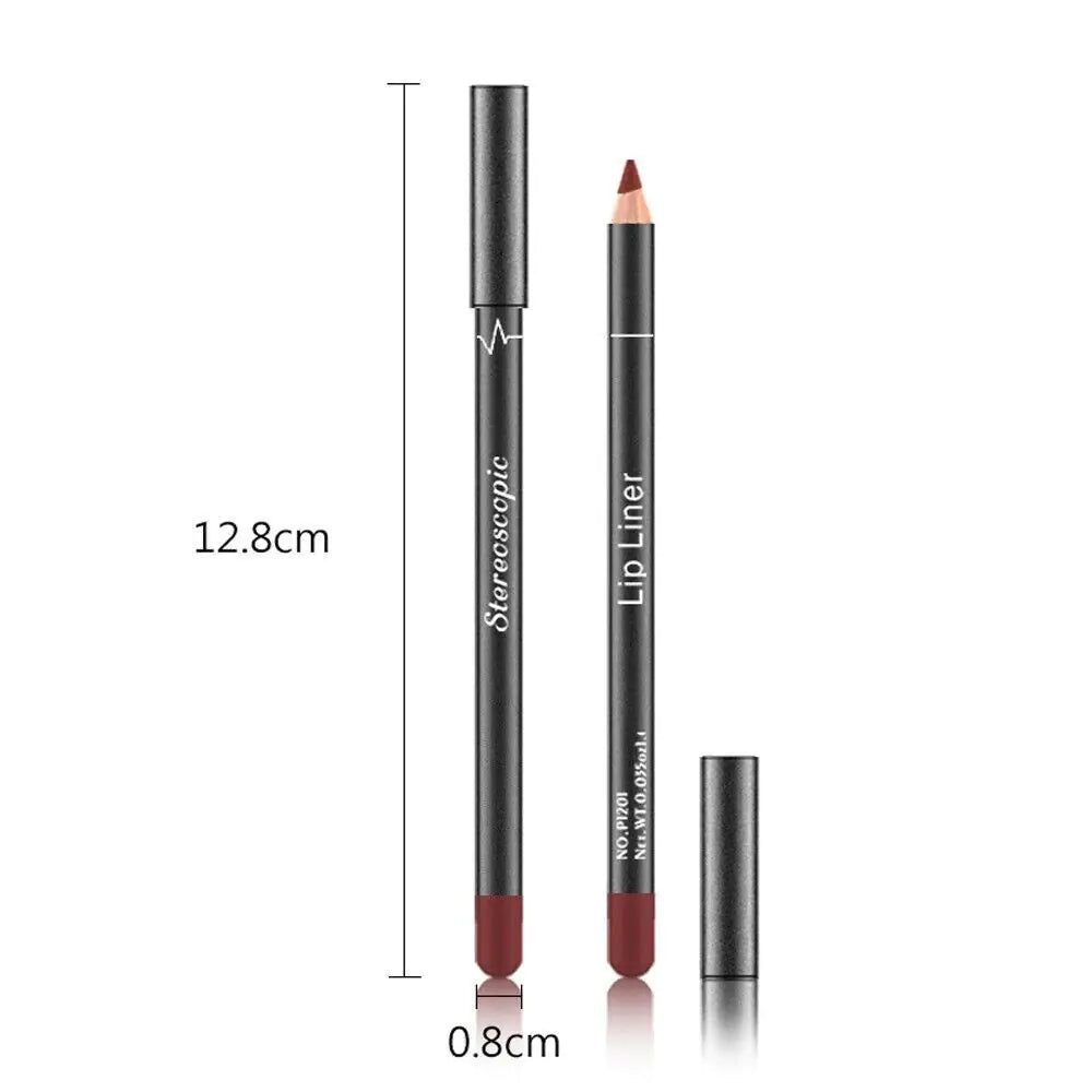 12-delige Waterdichte Lipstick Set voor Vrouwen – Langhoudende Matte Lipliner Potloden