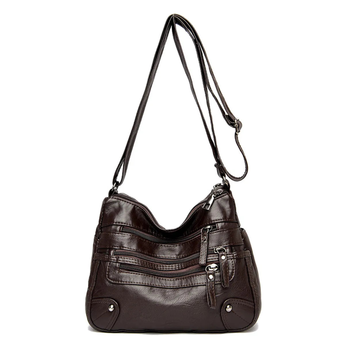 Elegante Leren Dubbele Schoudertas