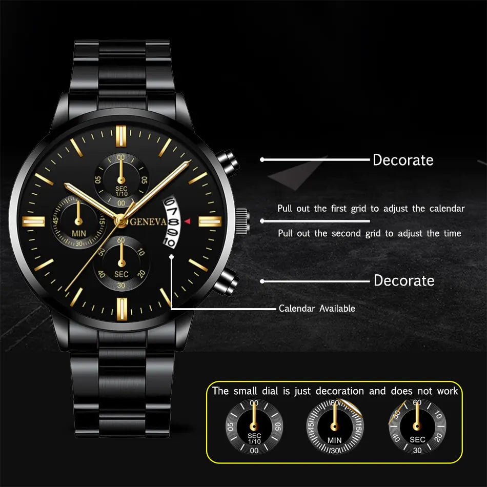 Luxe Heren Horloge Geneva - Met Of Zonder Armband