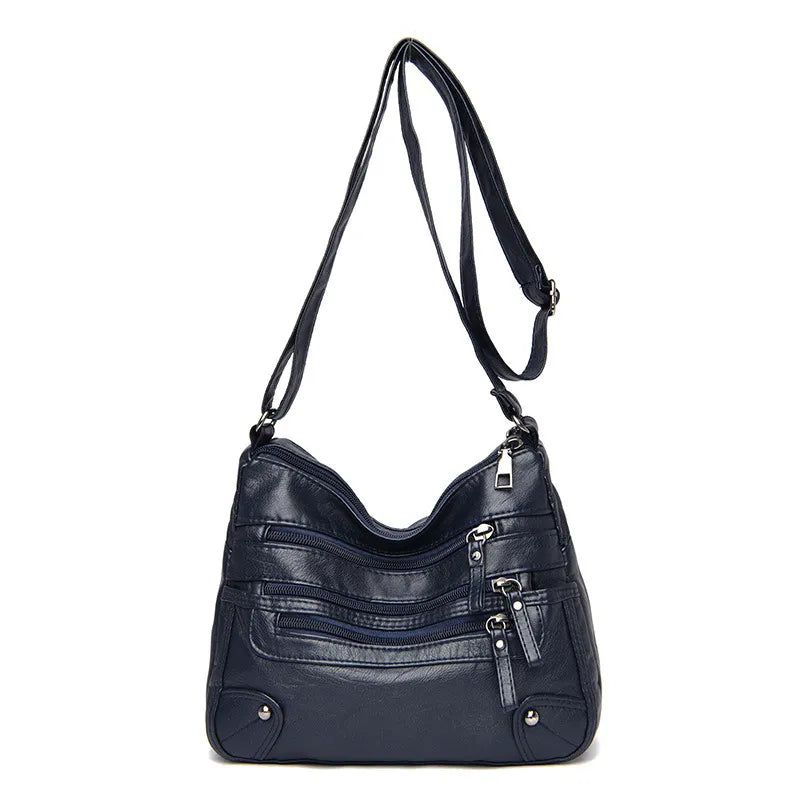Elegante Leren Dubbele Schoudertas
