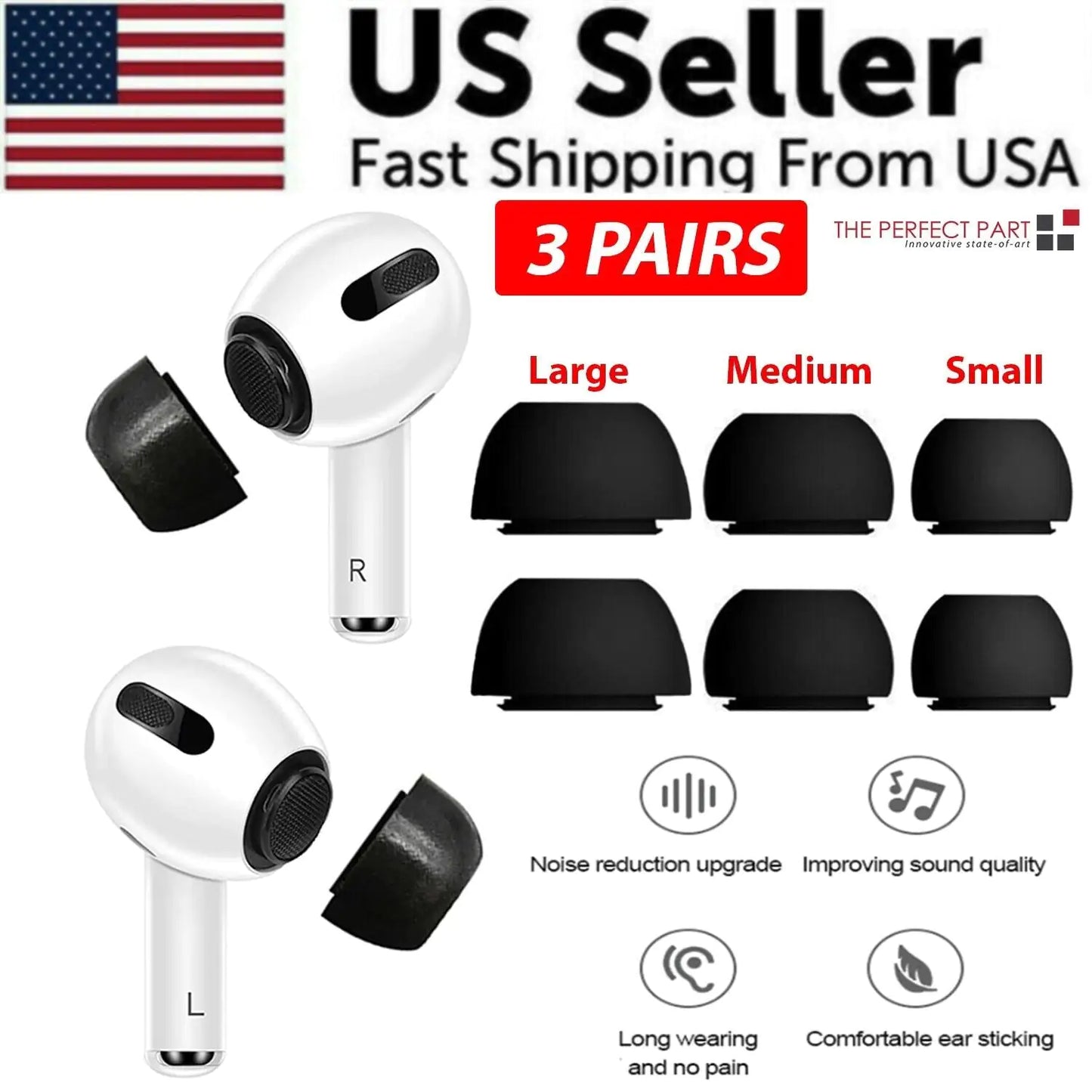 Vervangende Oordopjes voor Apple AirPods Pro – Memory Foam (3 Paar)