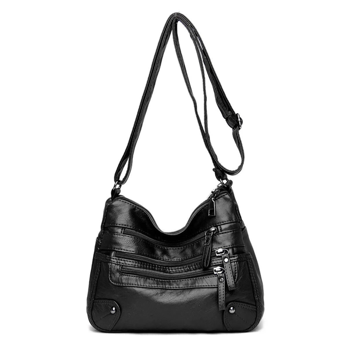 Elegante Leren Dubbele Schoudertas
