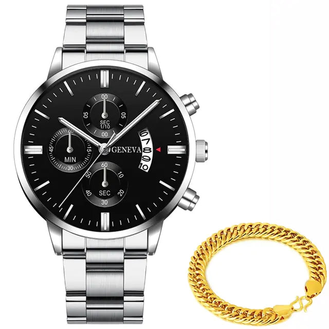 Luxe Heren Horloge Geneva - Met Of Zonder Armband