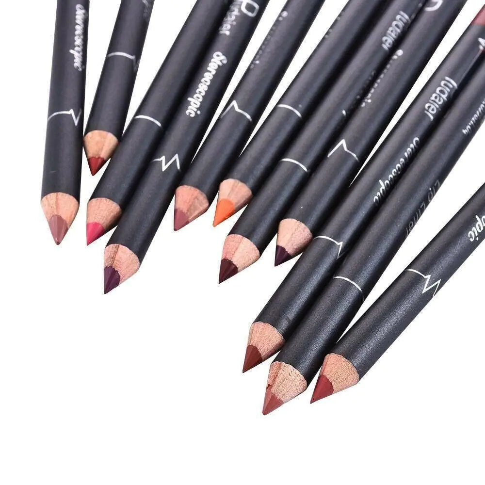 12-delige Waterdichte Lipstick Set voor Vrouwen – Langhoudende Matte Lipliner Potloden